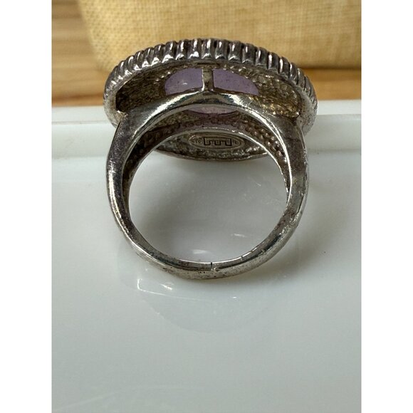 Sterling Silver Amethyst Ring With Marcasite Accents 925 Signed Size 6 - Picture 9 of 13